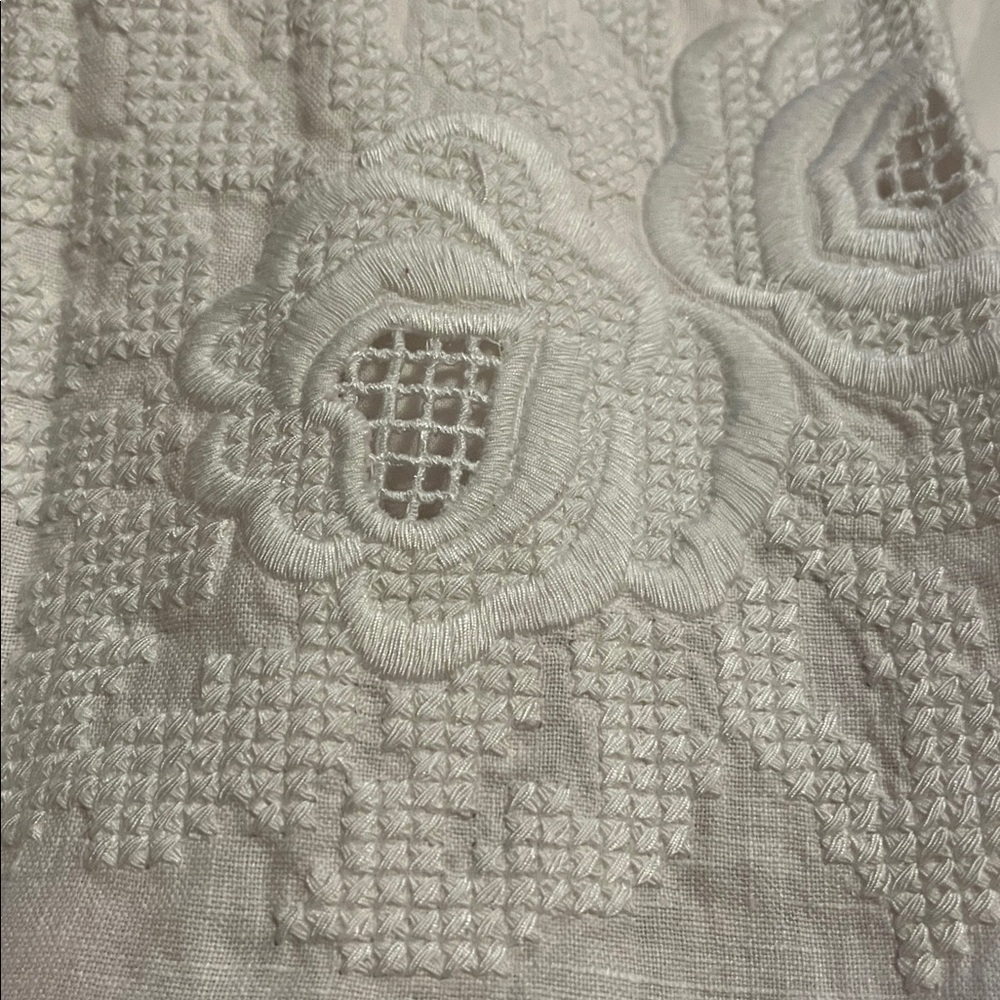 Laureen Ralph Lauren White Linen A-Line Dress w/Pleats & Embroidered detail 14 - Picture 5 of 17